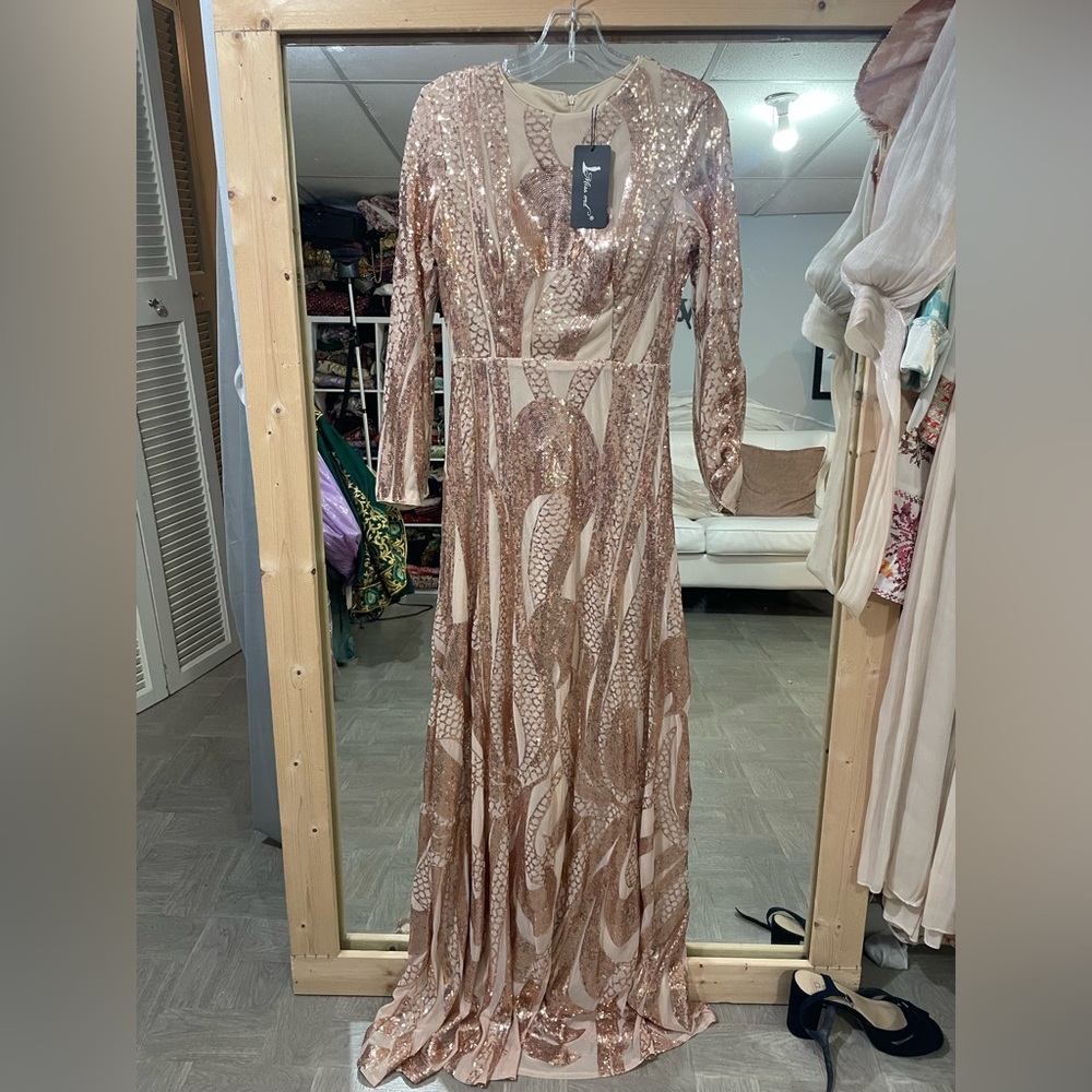 gold new small long sleeve dress long leeve